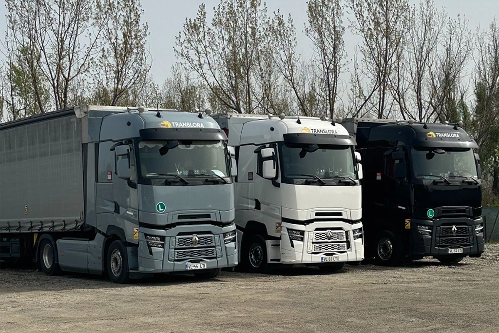 Camioane Renault de diferite culori pregatite de transportat marfuri oriunde in Europa